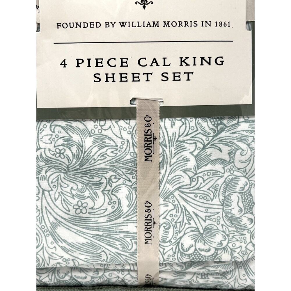 WILLIAM MORRIS & Co. CALIFORNIA CAL KING Sheet Set Floral Cotton - Picture 5 of 10